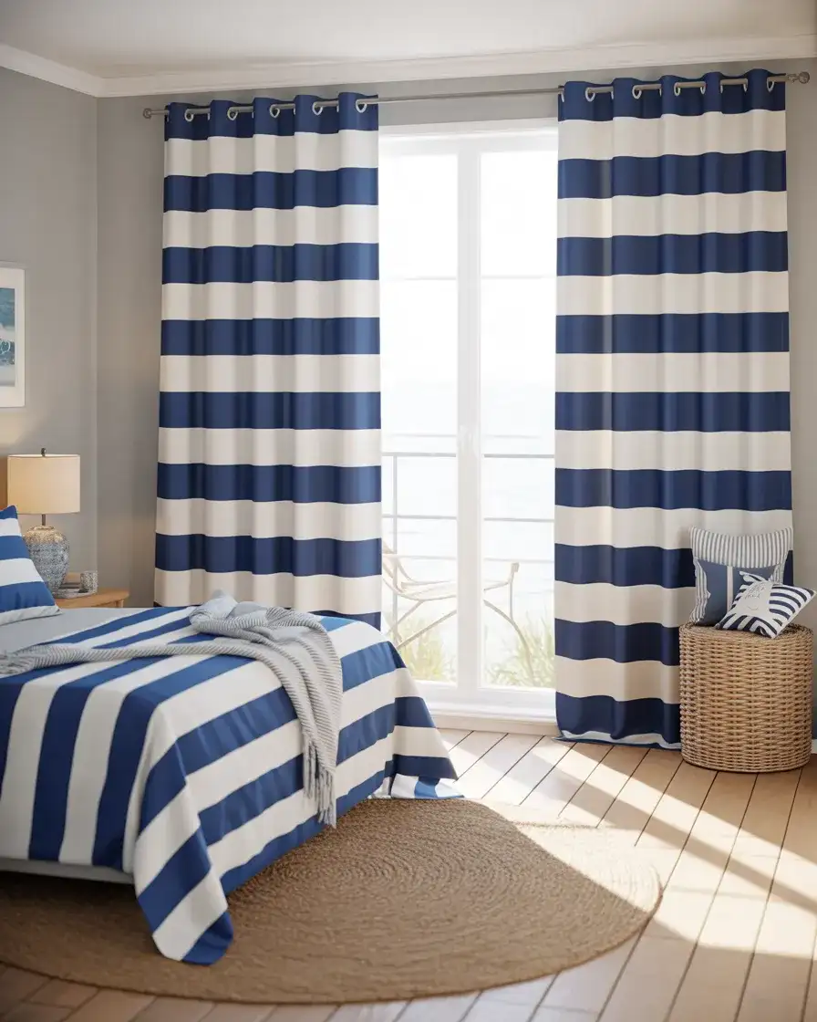 Coastal Stripes in Blue and White 1