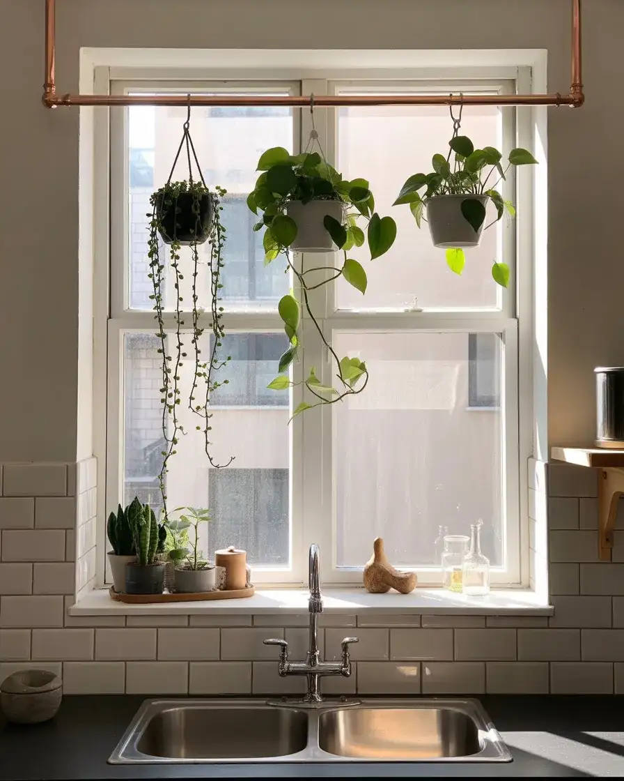 Copper Pipe Plant Hanger Across the Frame 2