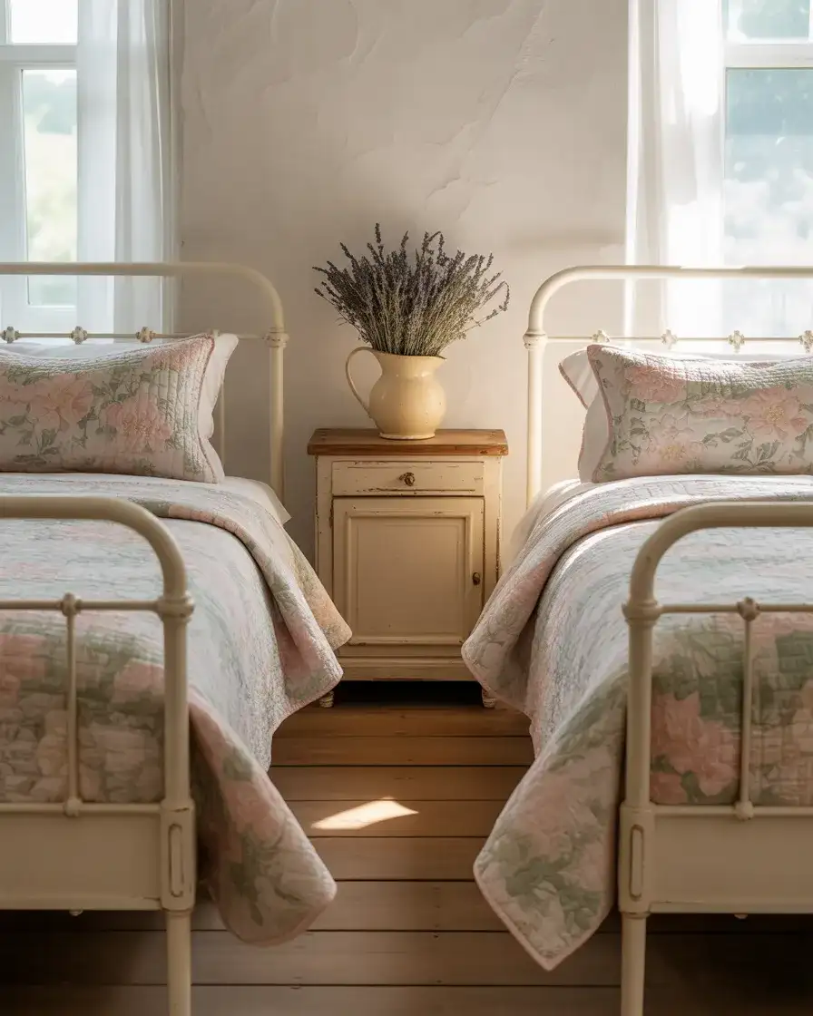 Cottage Twin Bedroom With Vintage Charm 2