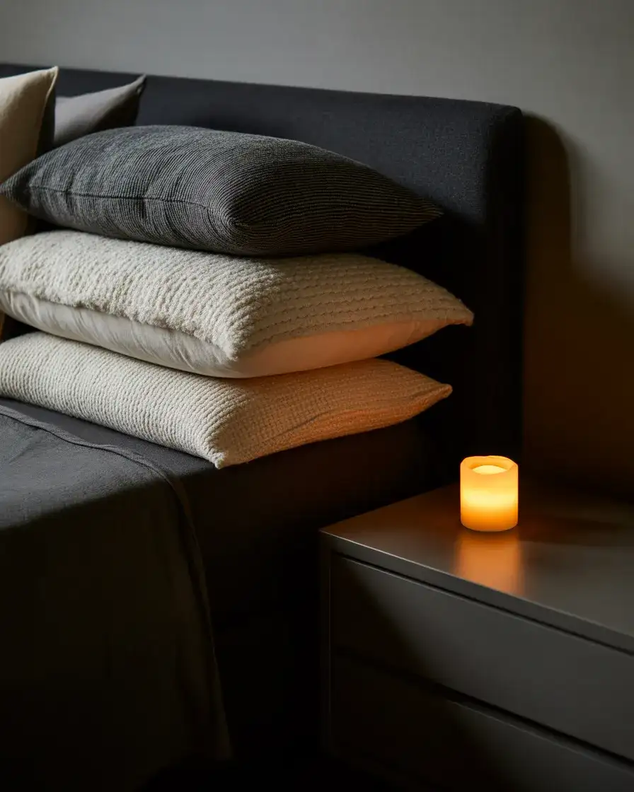 Cozy Black Bedroom with Layered Textiles 1