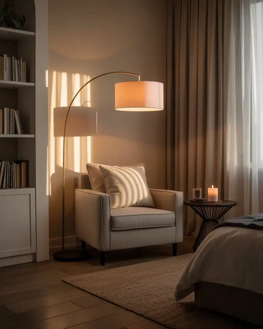 Cozy Reading Nook Lighting in the Bedroom Corner 1
