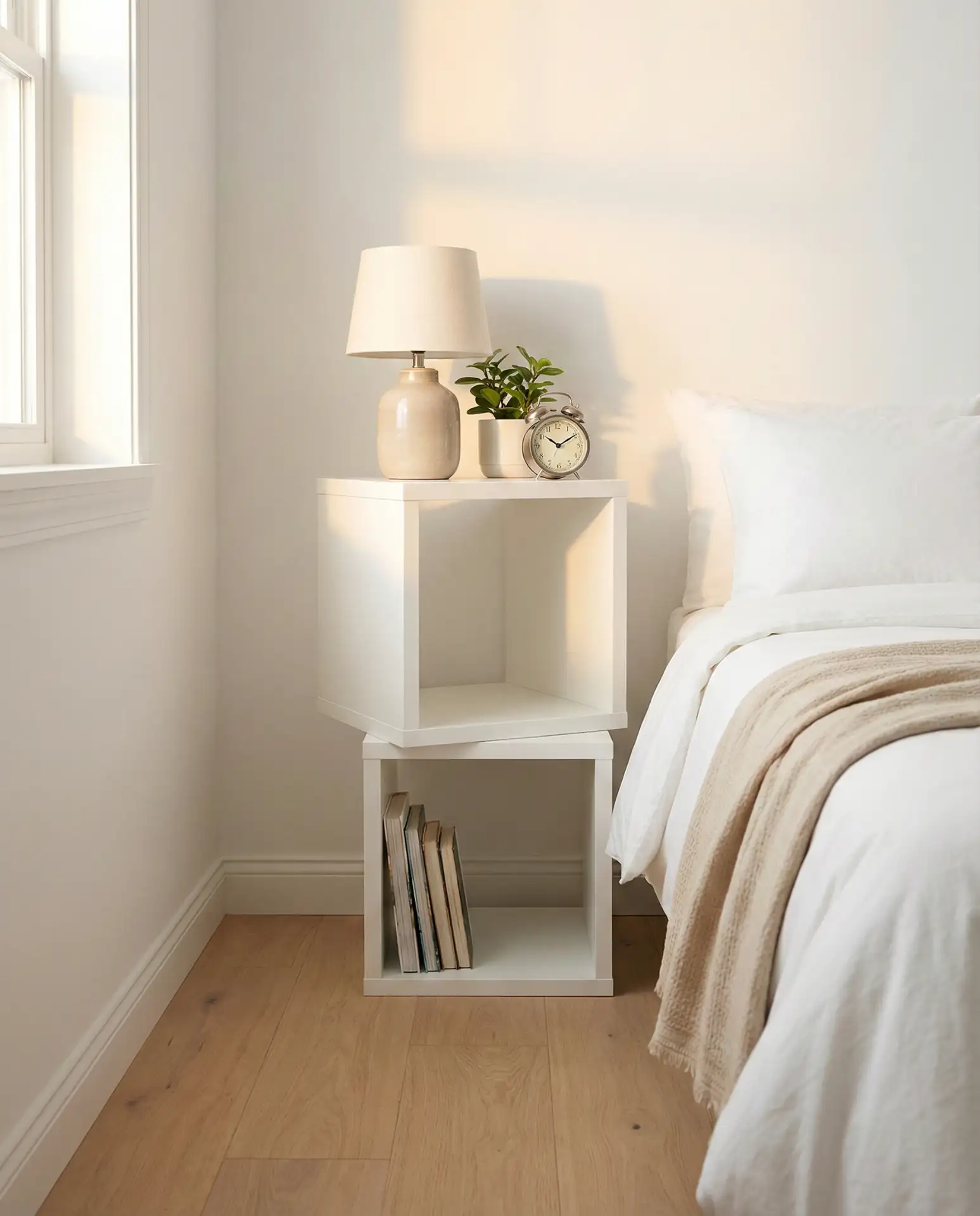 Creative Bedside Crate or Cube Nightstand Stack 2