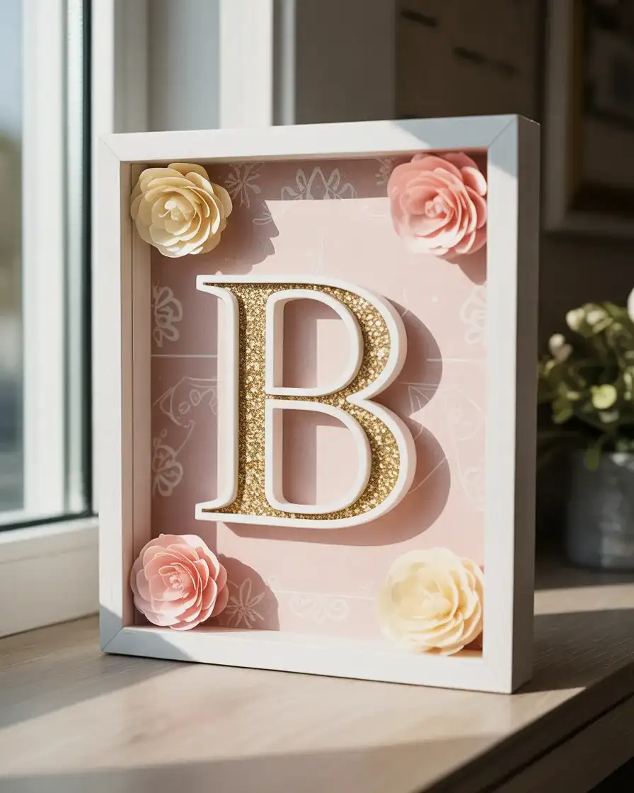 Cricut-Cut Monogram Shadow Box 2