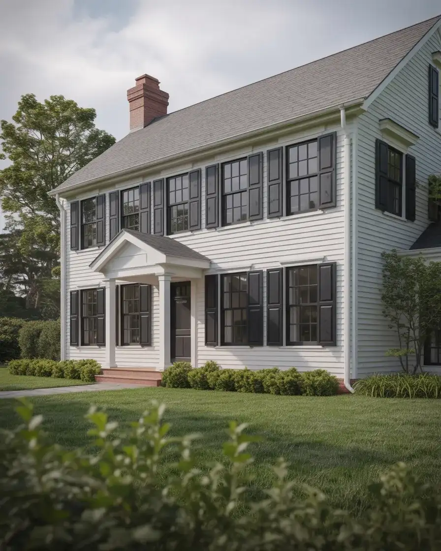 Crisp White Siding with Black Shutters 1