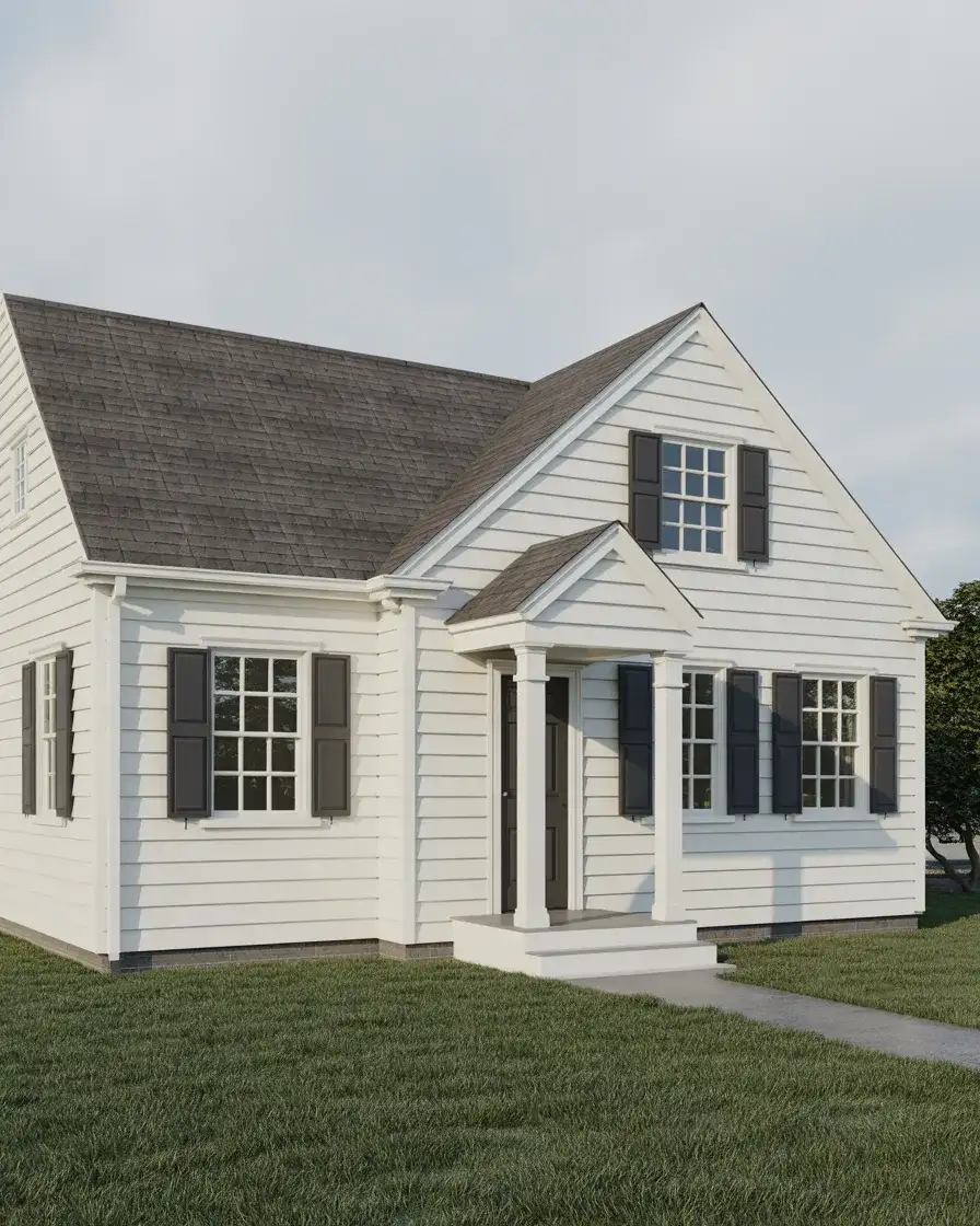 Crisp White Siding with Black Shutters 2