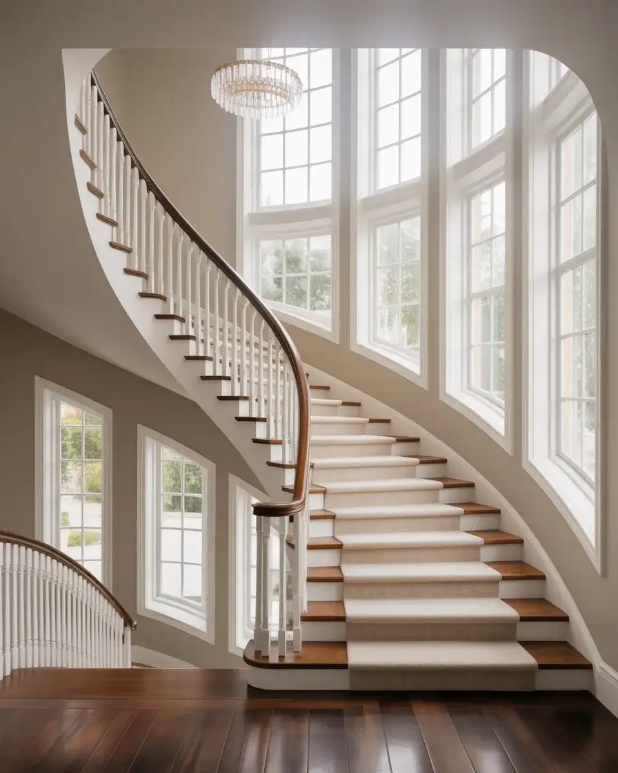Curved Staircases with Grand Entrances 1
