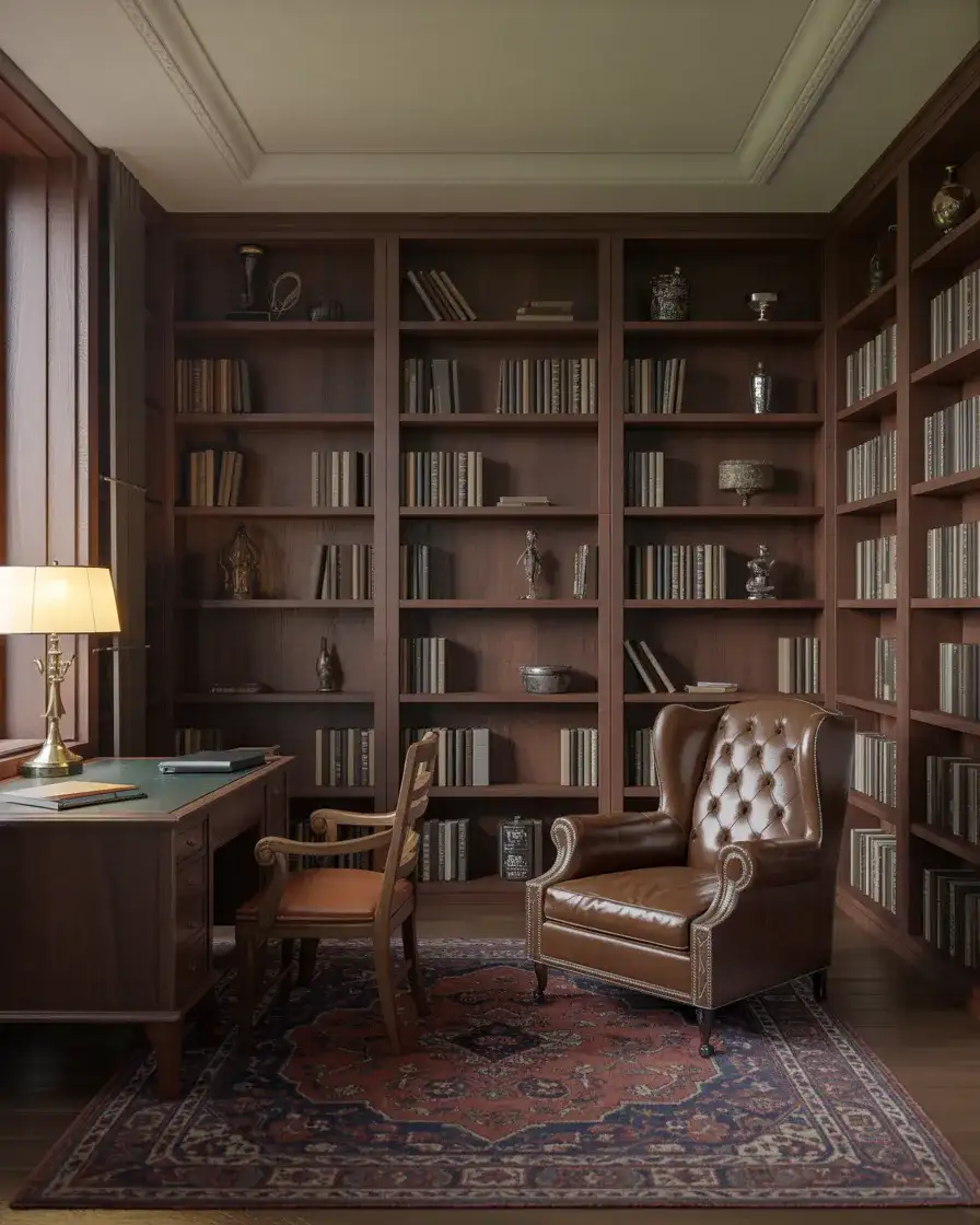 Dark Academia Study with Leather and Wood 2