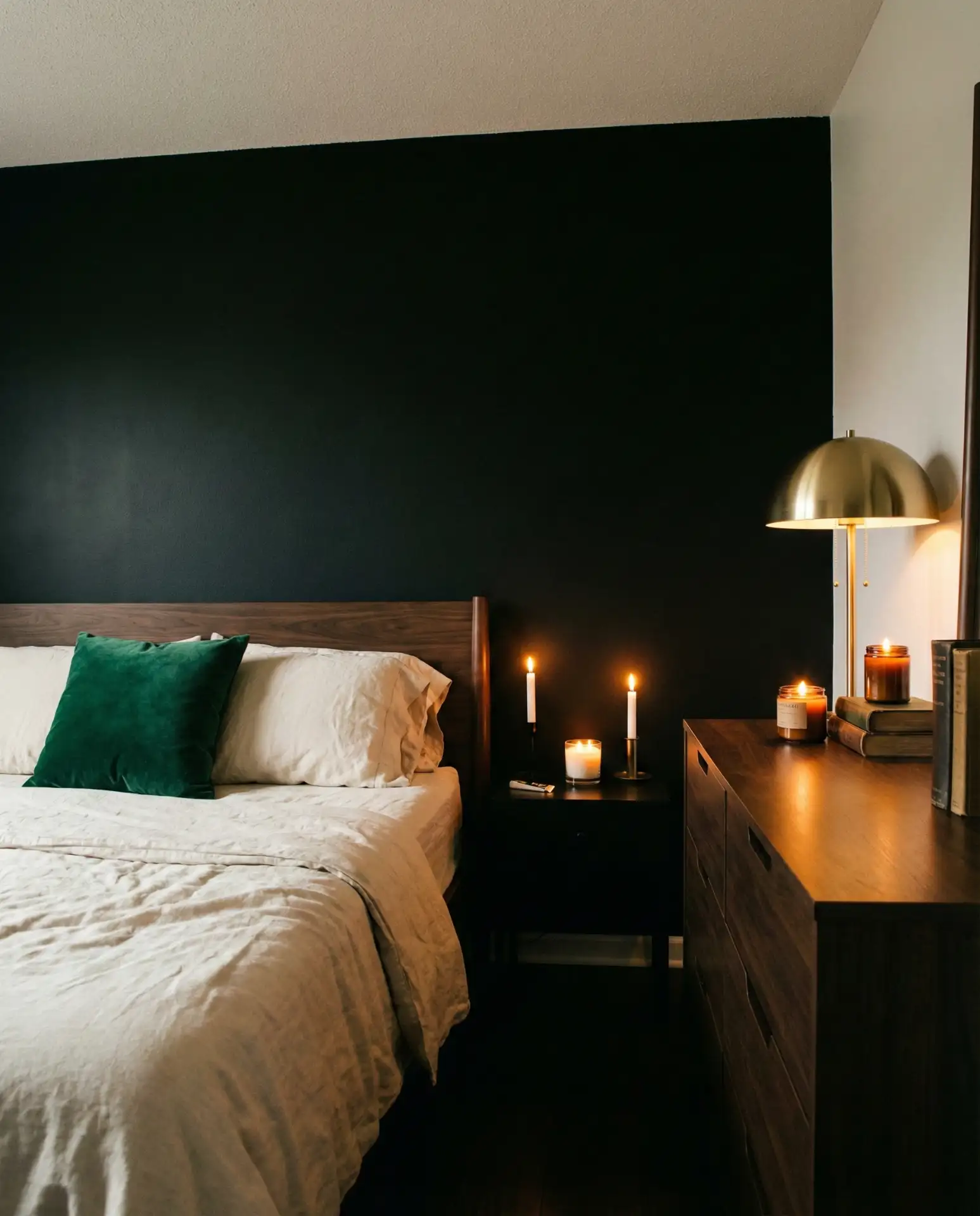 Dark Brown Furniture on a Black Wall 1