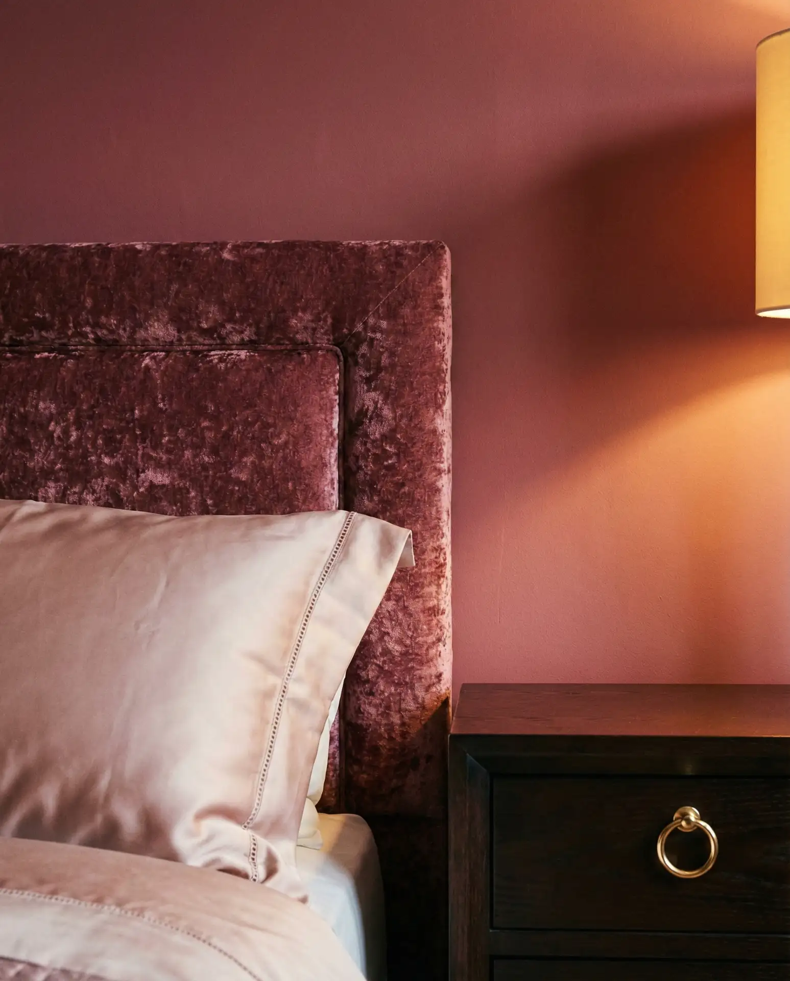 Dark Pink Bedroom with Dramatic Velvet Textures 1