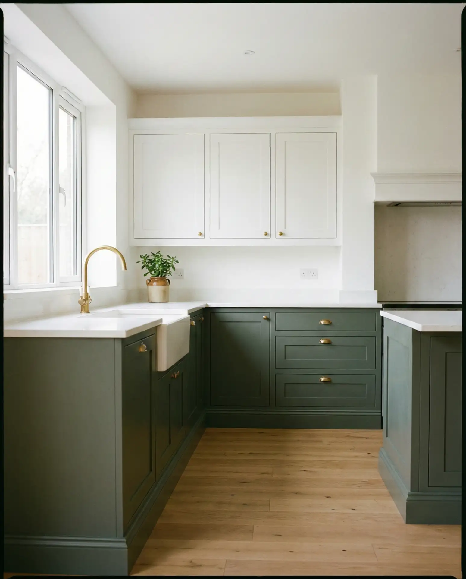 Dark Sage Kitchen with Minimalist Design 1