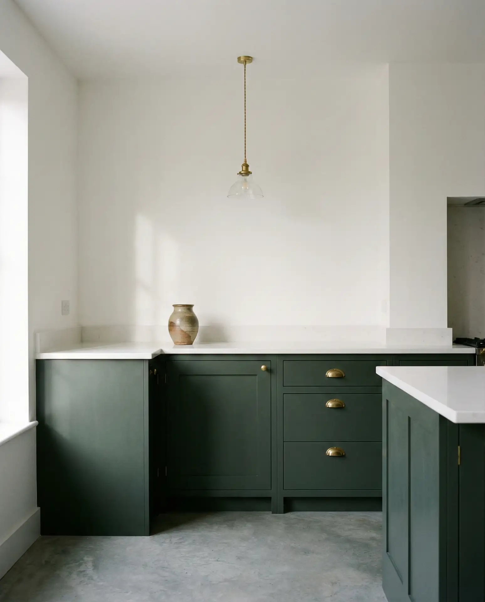 Dark Sage Kitchen with Minimalist Design 2