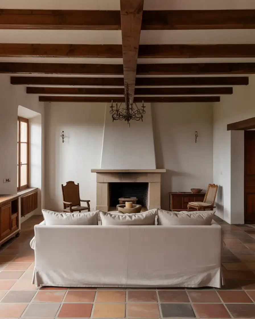 Dark Wood Beams with White Plaster Walls 2