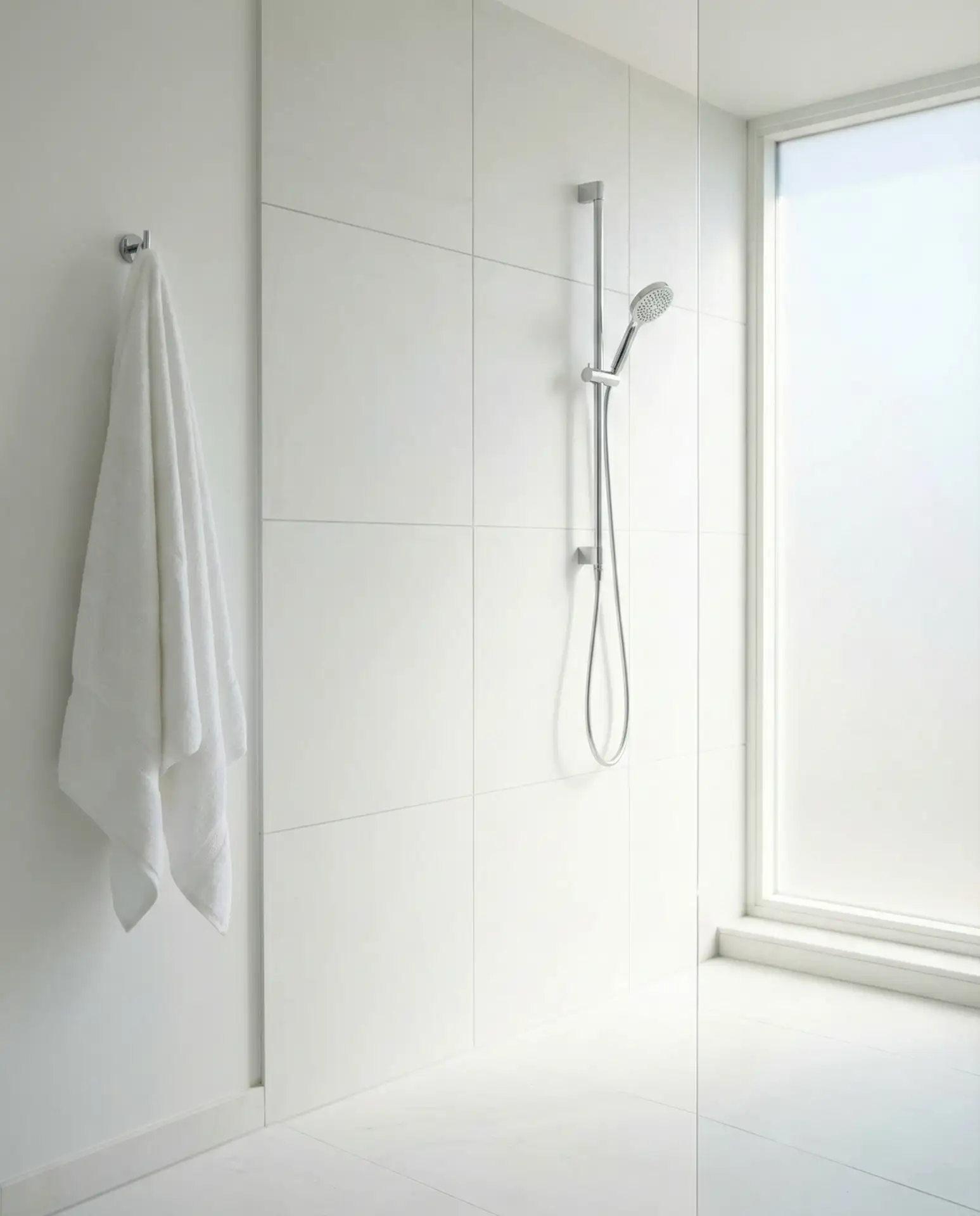 Doorless Large-Format White Shower 2