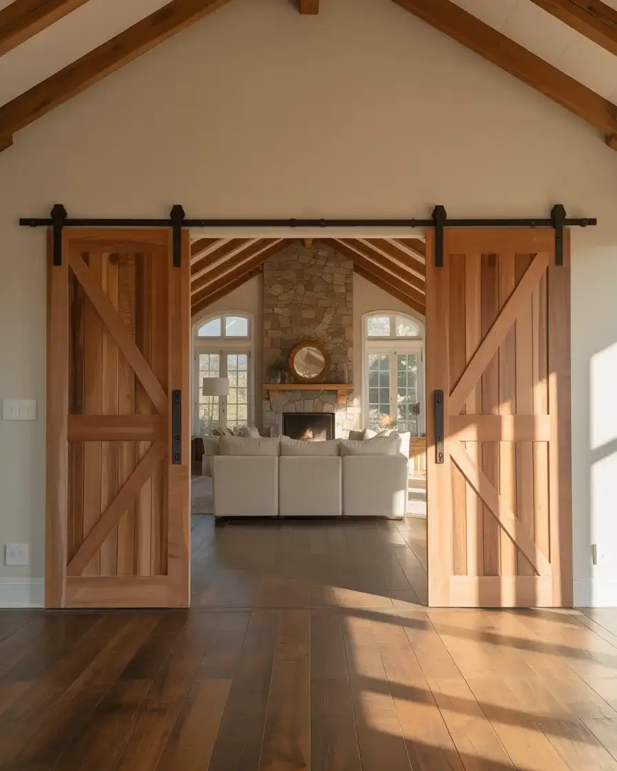 Double Barn Doors for an Open Great Room 2