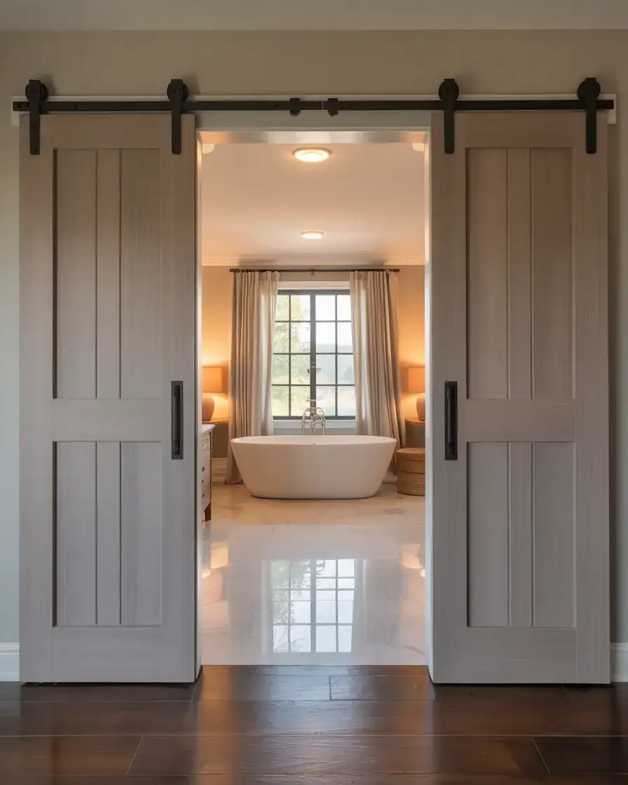 Double Sliding Doors for a Master Bath Suite 2