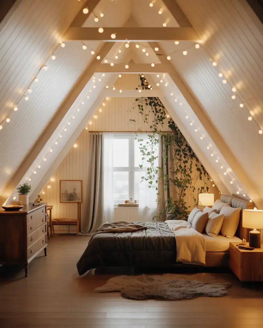 Dreamy Triangle Ceiling with Hanging Fairy Lights 1