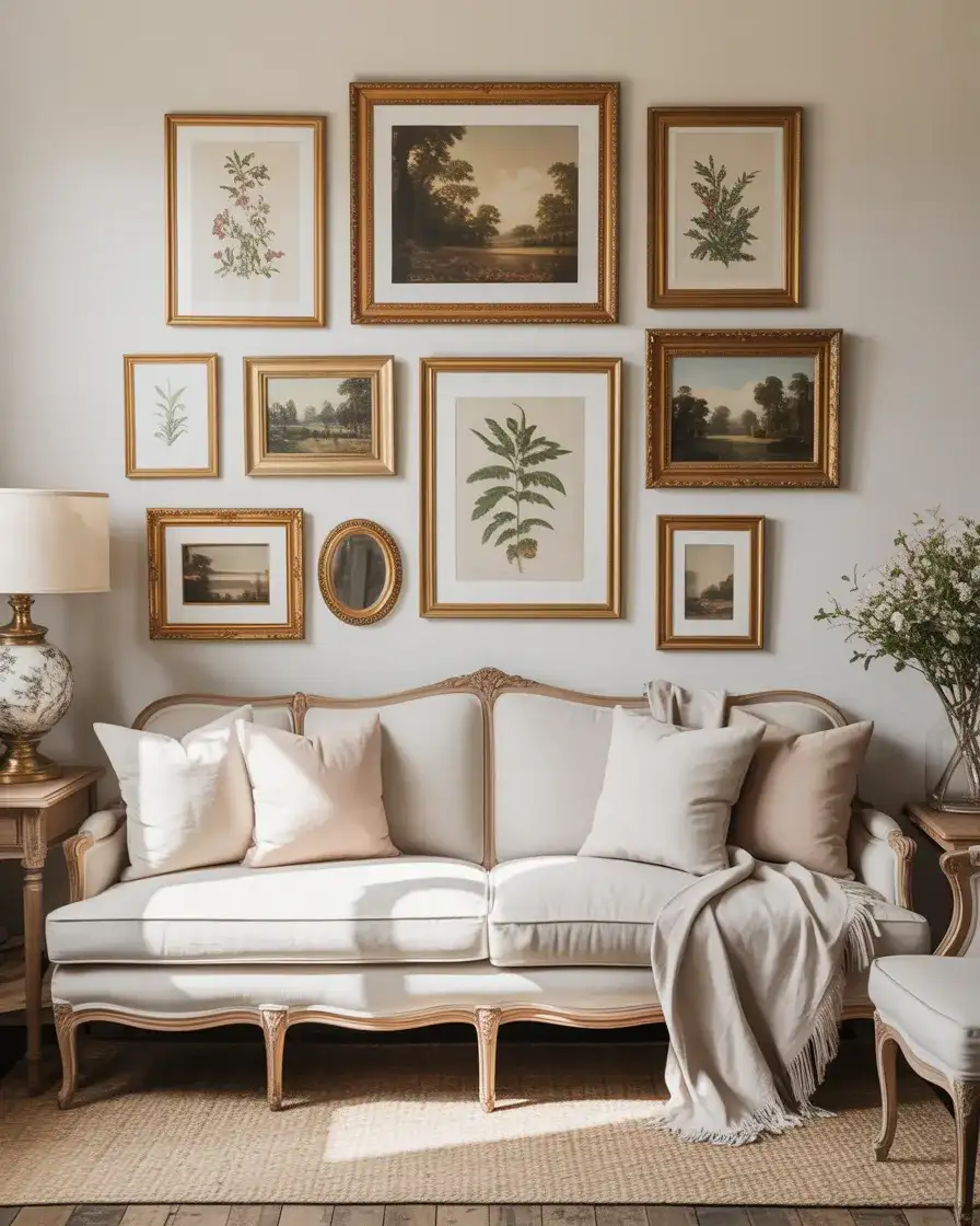 Eclectic Gallery Wall with Ornate Frames 1