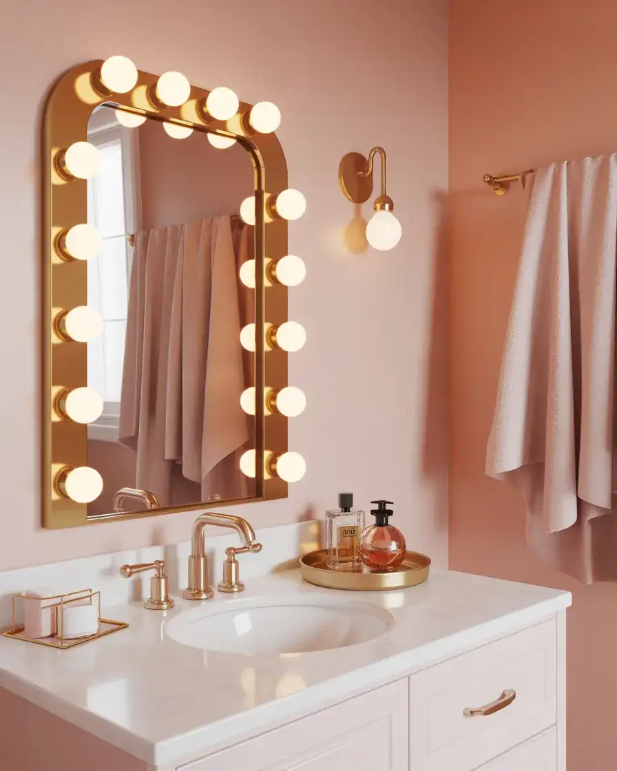 Elegant Pink and Gold Glam Bathroom 2
