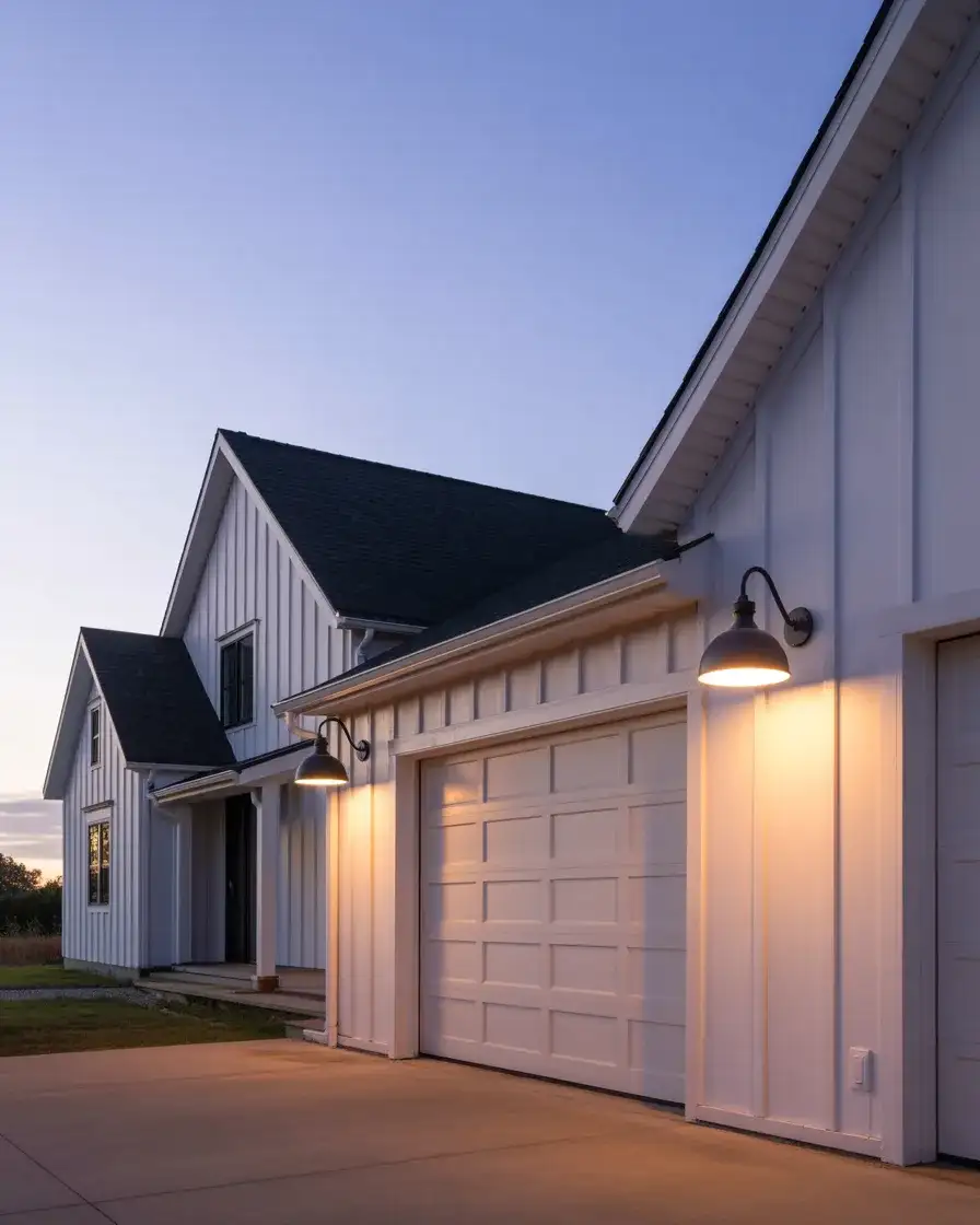 Exterior Lights Flanking the Garage Door 1