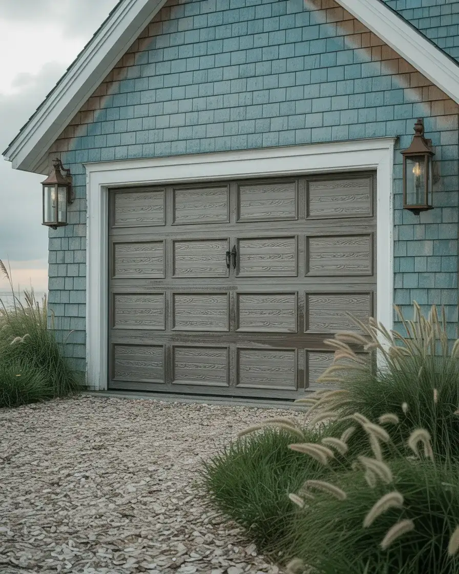 Faux Wood Garage Door in Gray-Brown Tone 2