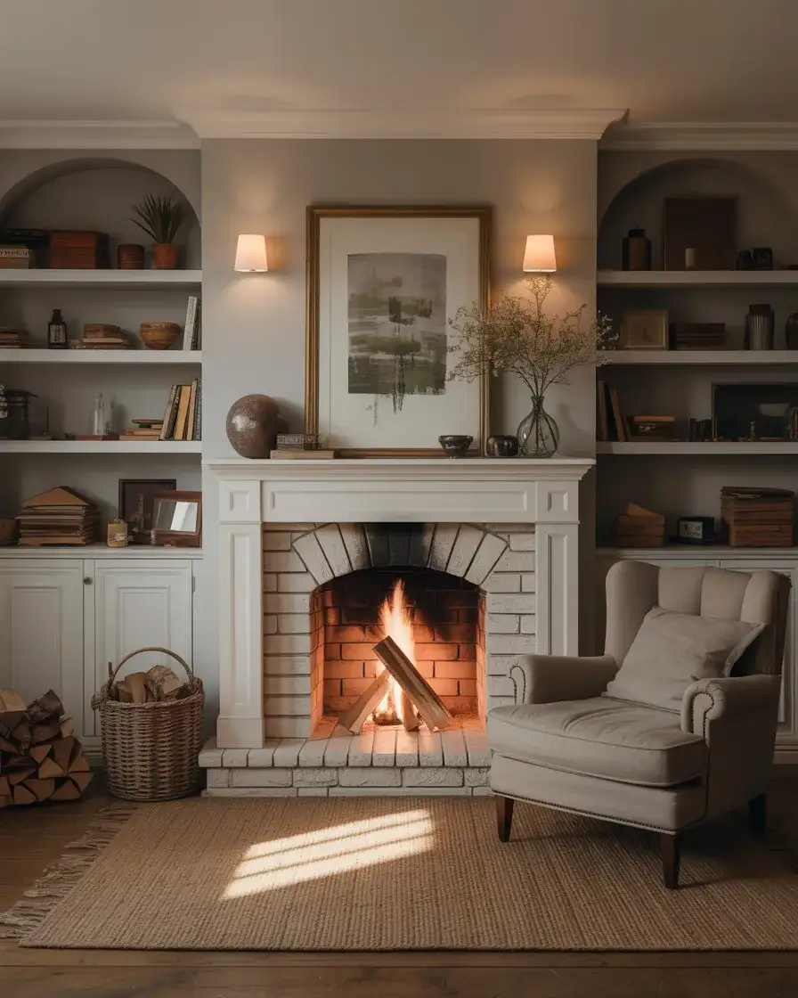 Fireplace Flanked by Bookshelves 2