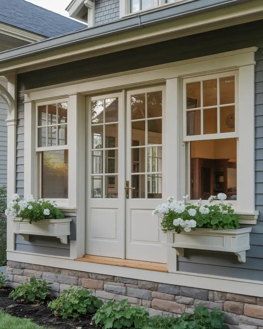 Garage Conversion with French Doors 1