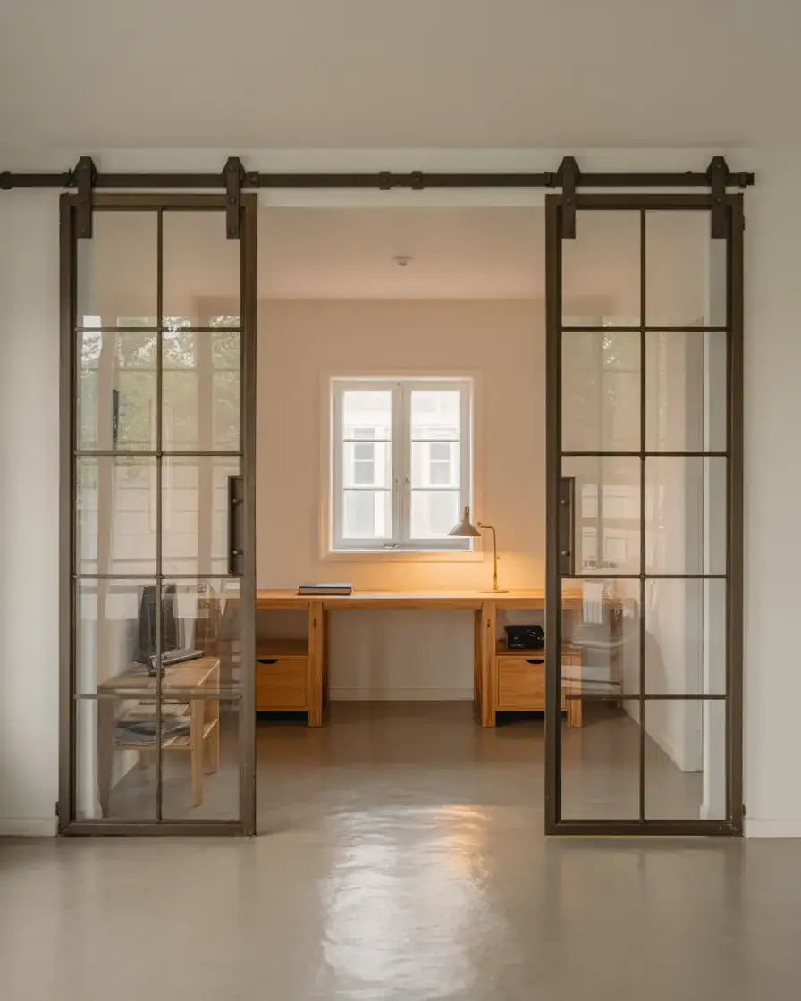 Glass Panel Barn Door for a Home Office 2