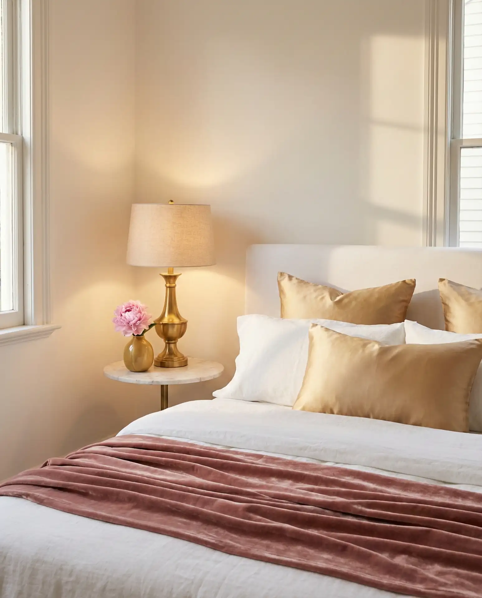 Gold and Pink White Aesthetic Bedroom 1