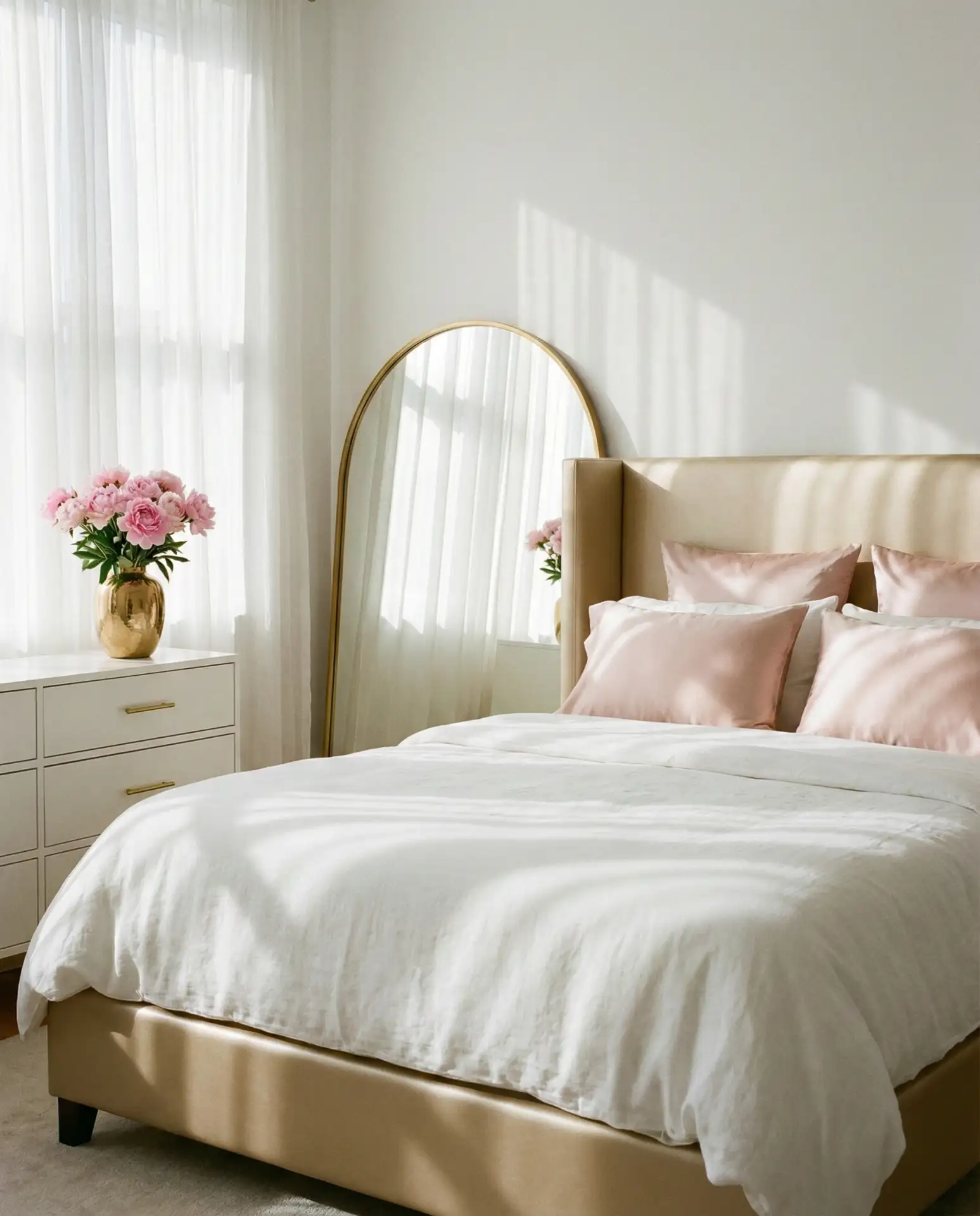 Gold and Pink White Aesthetic Bedroom 2