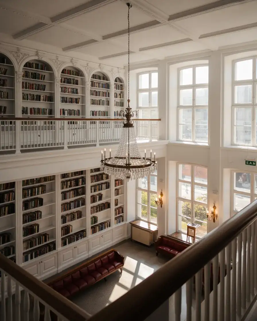 Grand Two-Story Library Wall 1