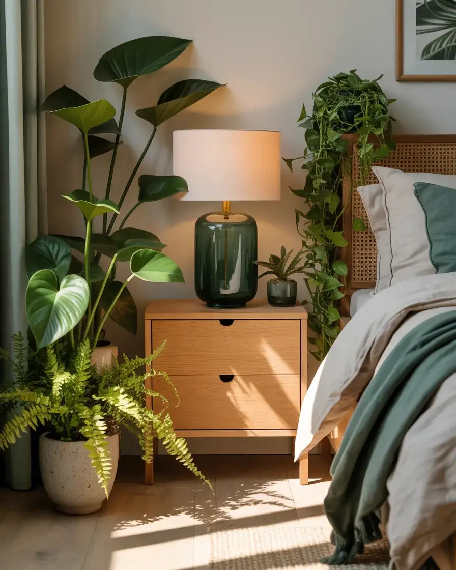Green Accent Lighting and Botanical Bedroom Vibes 2