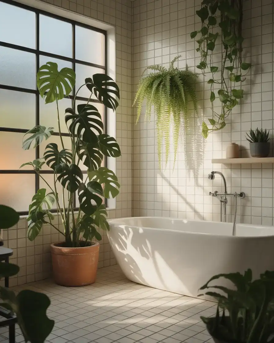 Green Biophilic Plant-Forward Bathroom 1