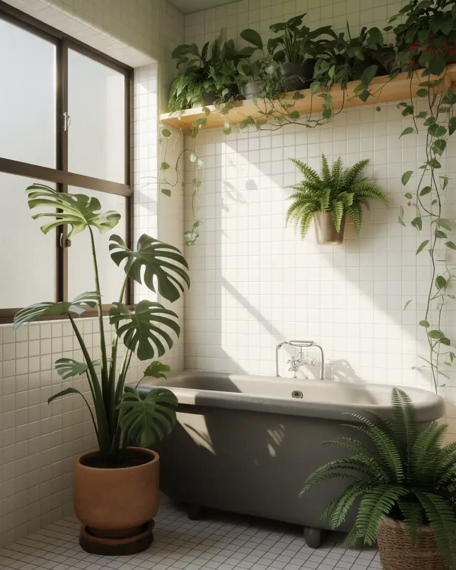 Green Biophilic Plant-Forward Bathroom 2