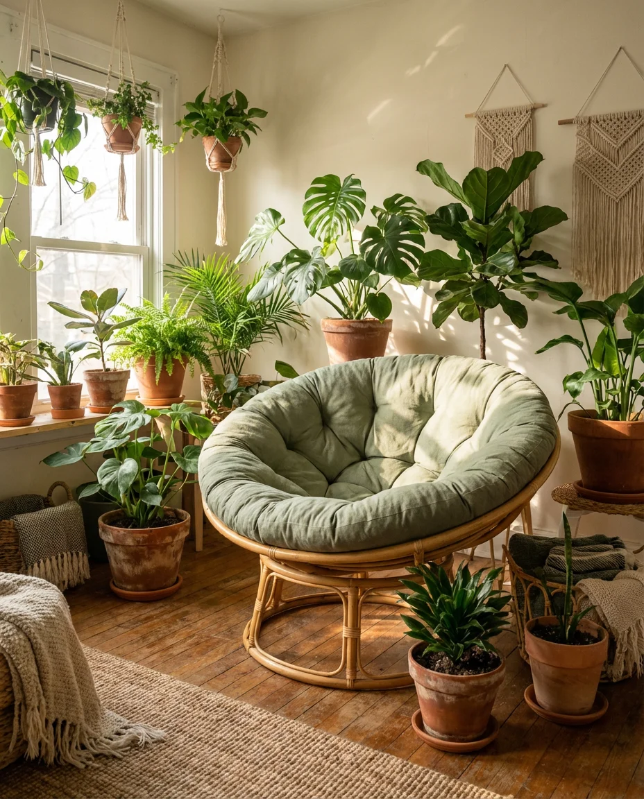 Green Papasan in a Botanical Living Room 1