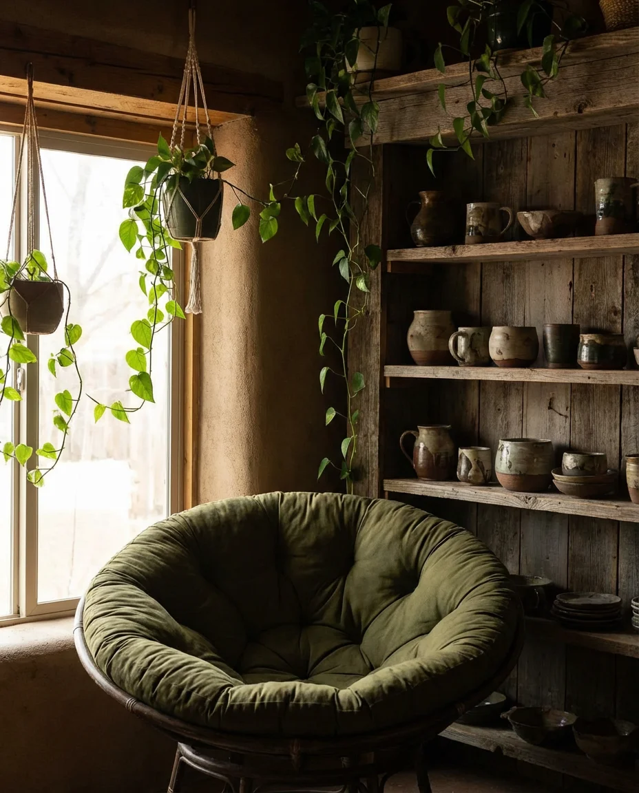 Green Papasan in a Botanical Living Room 2