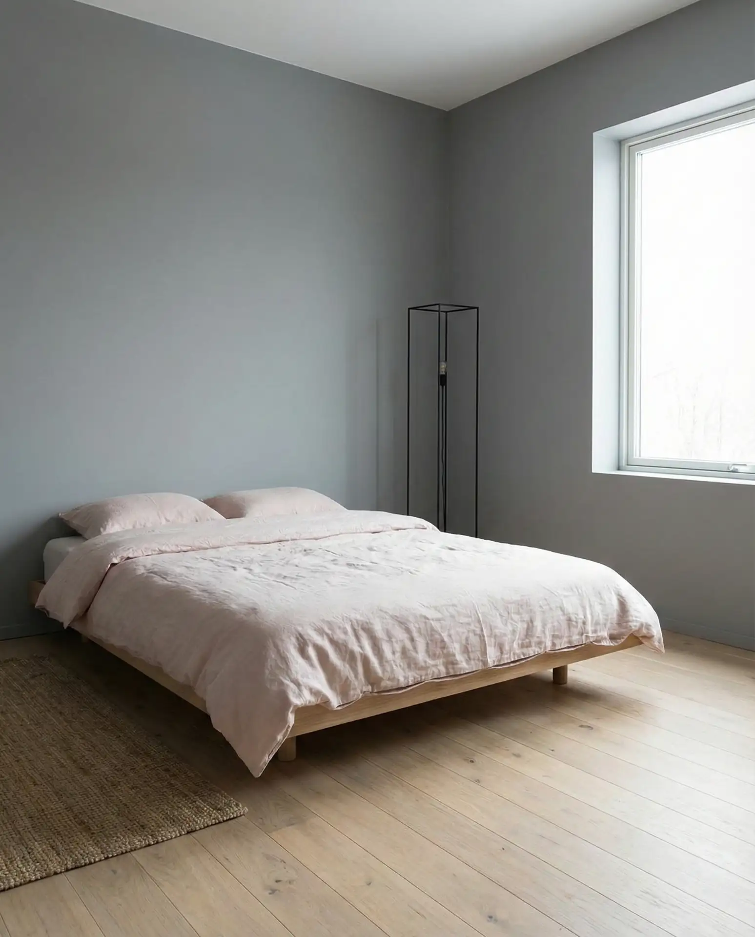 Grey and Pink Minimalist Bedroom 1