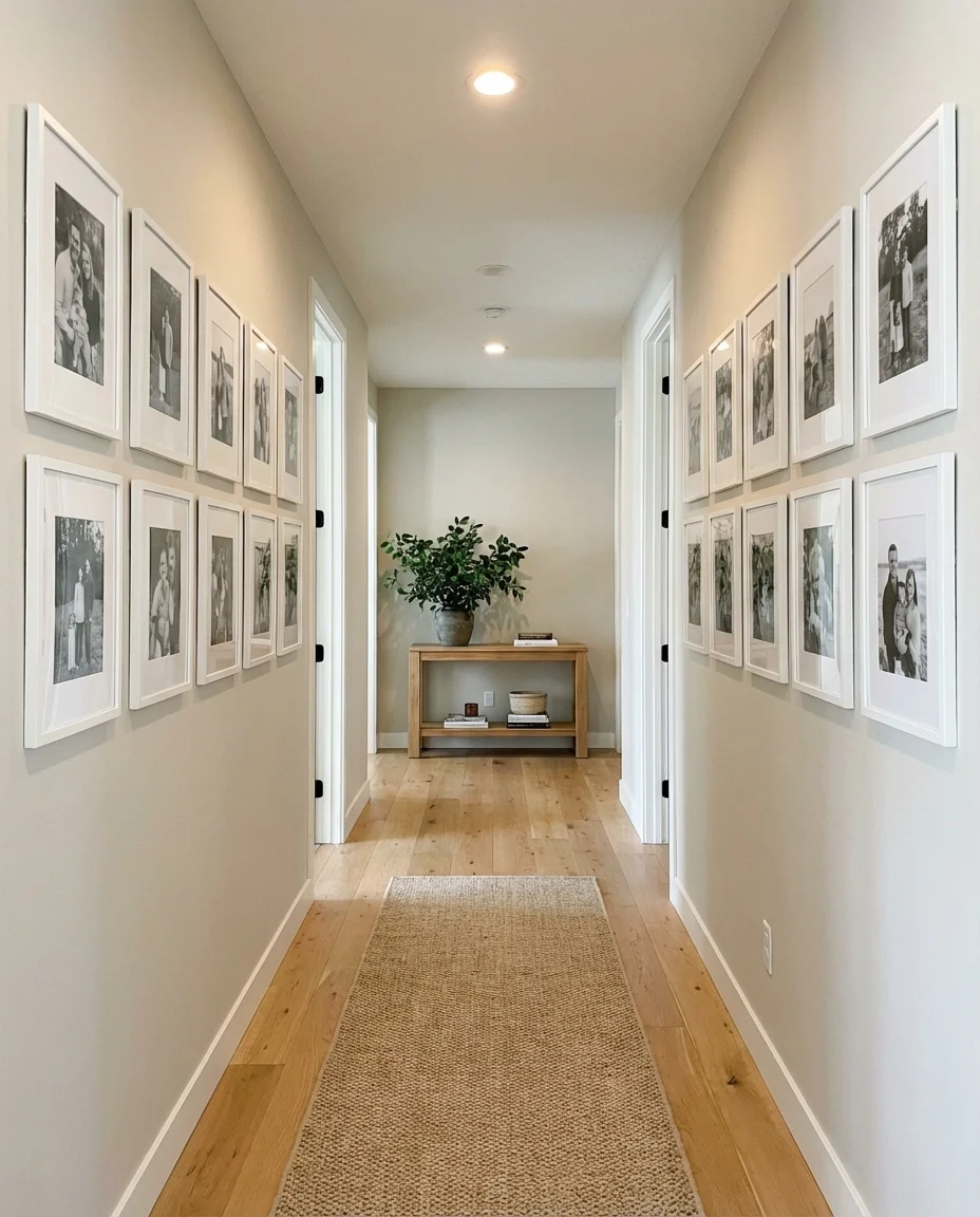 Hallway Photo Wall with Matching Frames 1