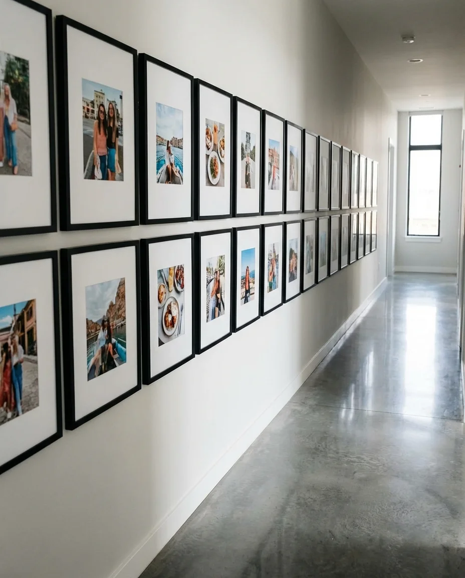 Hallway Photo Wall with Matching Frames 2
