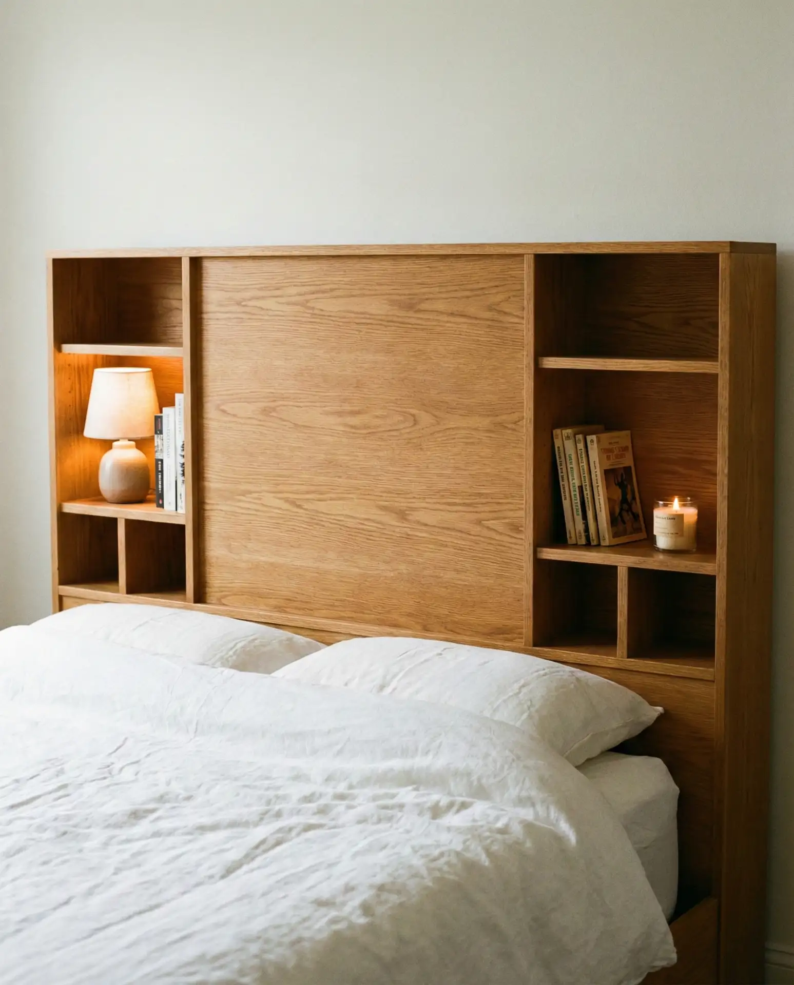 Hidden Storage Headboard with Shelves and Cubbies 1