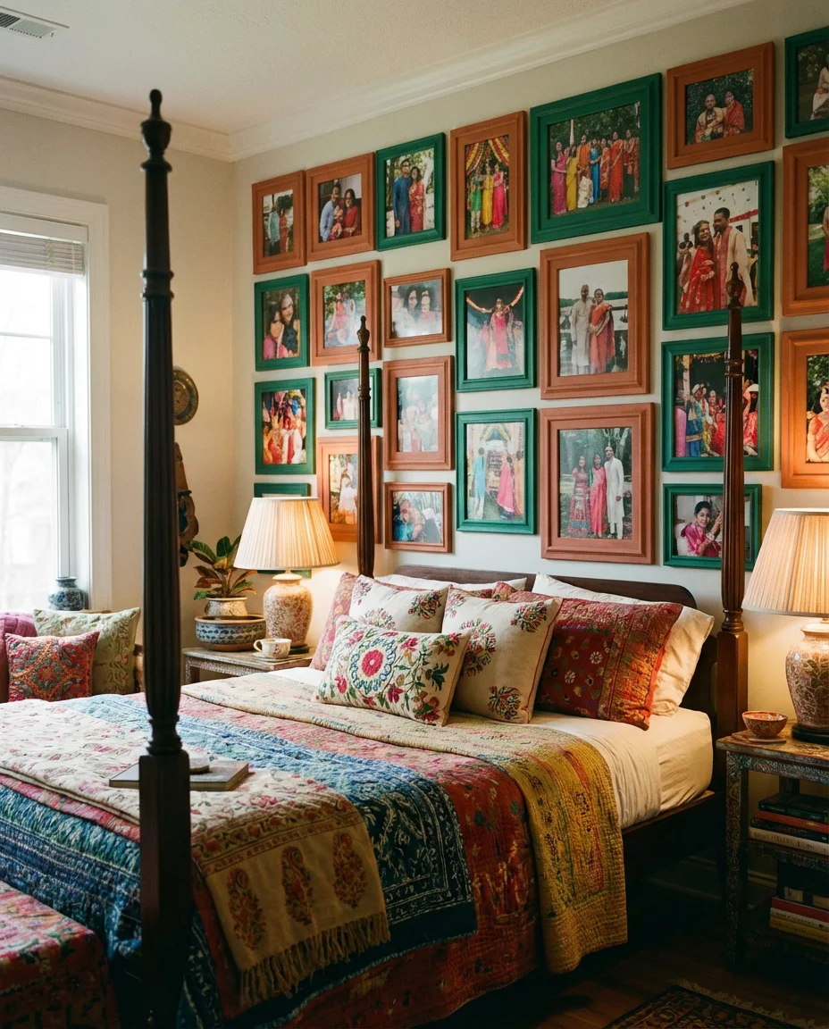 Indian-Inspired Bedroom Decor Photo Wall 1
