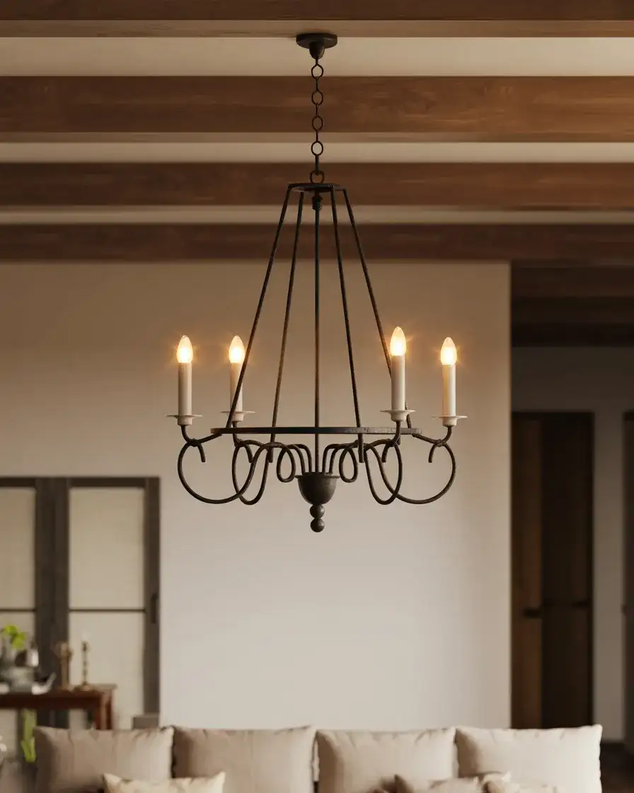 Iron Chandelier with Candle Details 1
