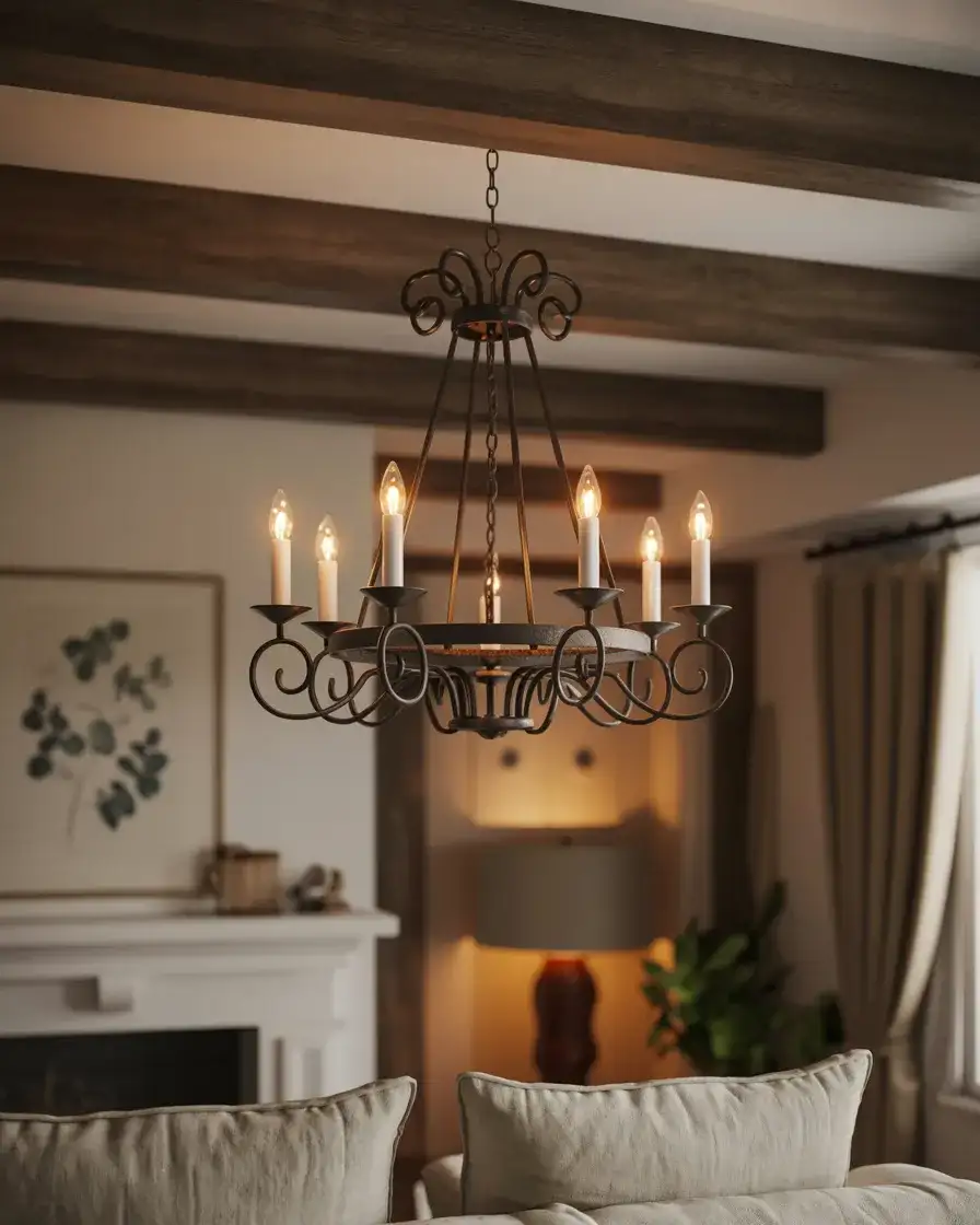 Iron Chandelier with Candle Details 2