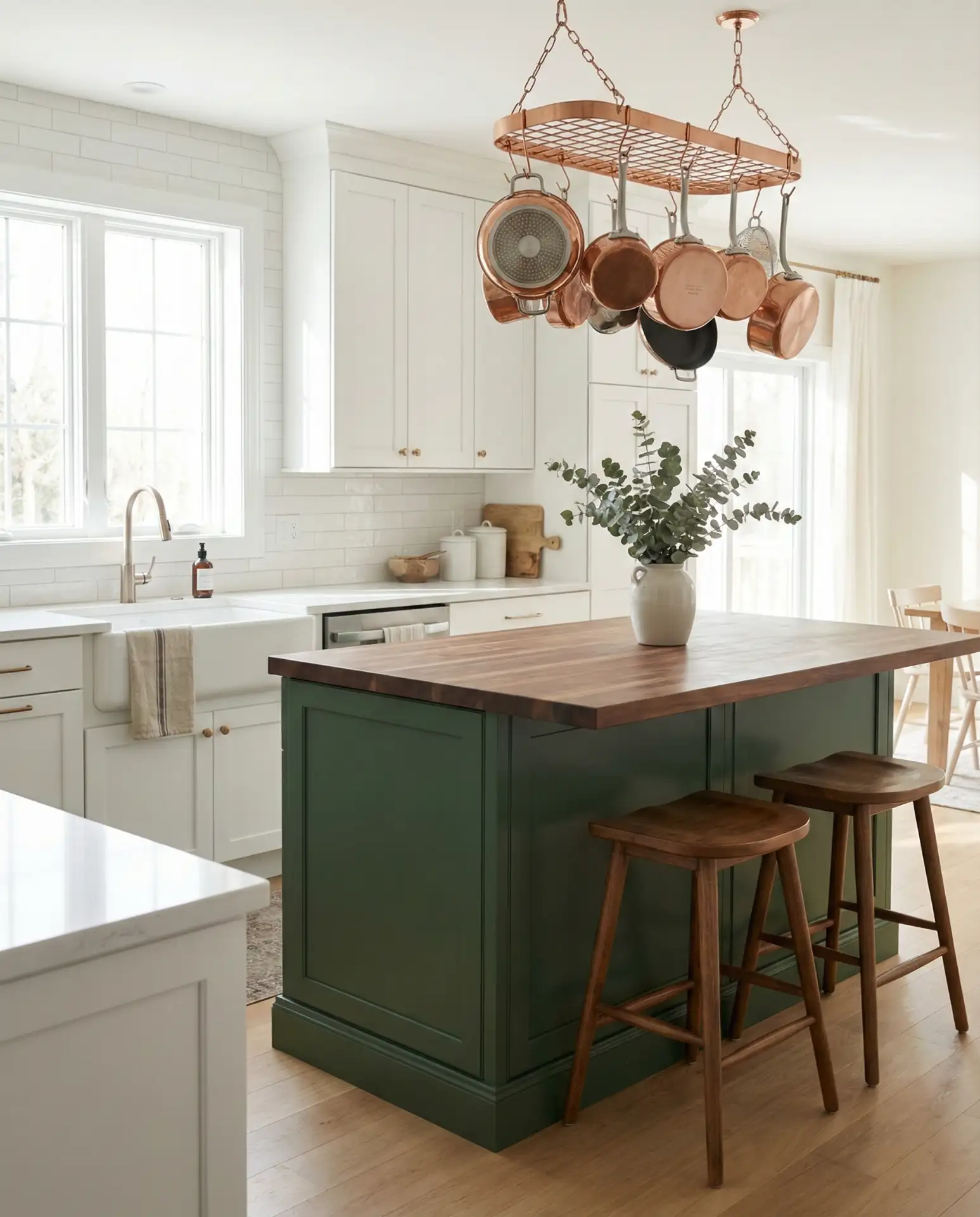 Island Kitchen with Forest Green Cabinetry 2