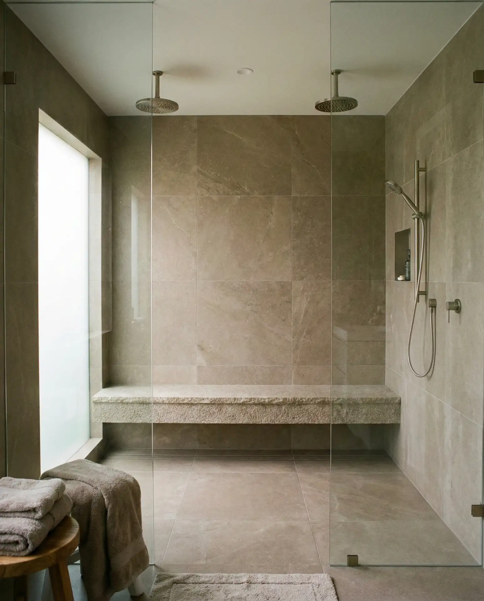 Large Bench Shower with Glass Enclosure 2
