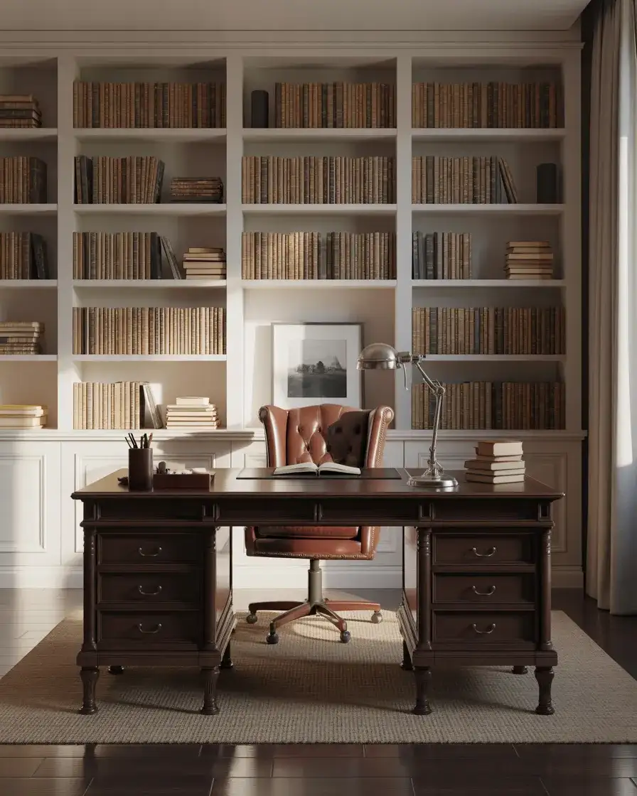 Library Wall Behind a Desk 1
