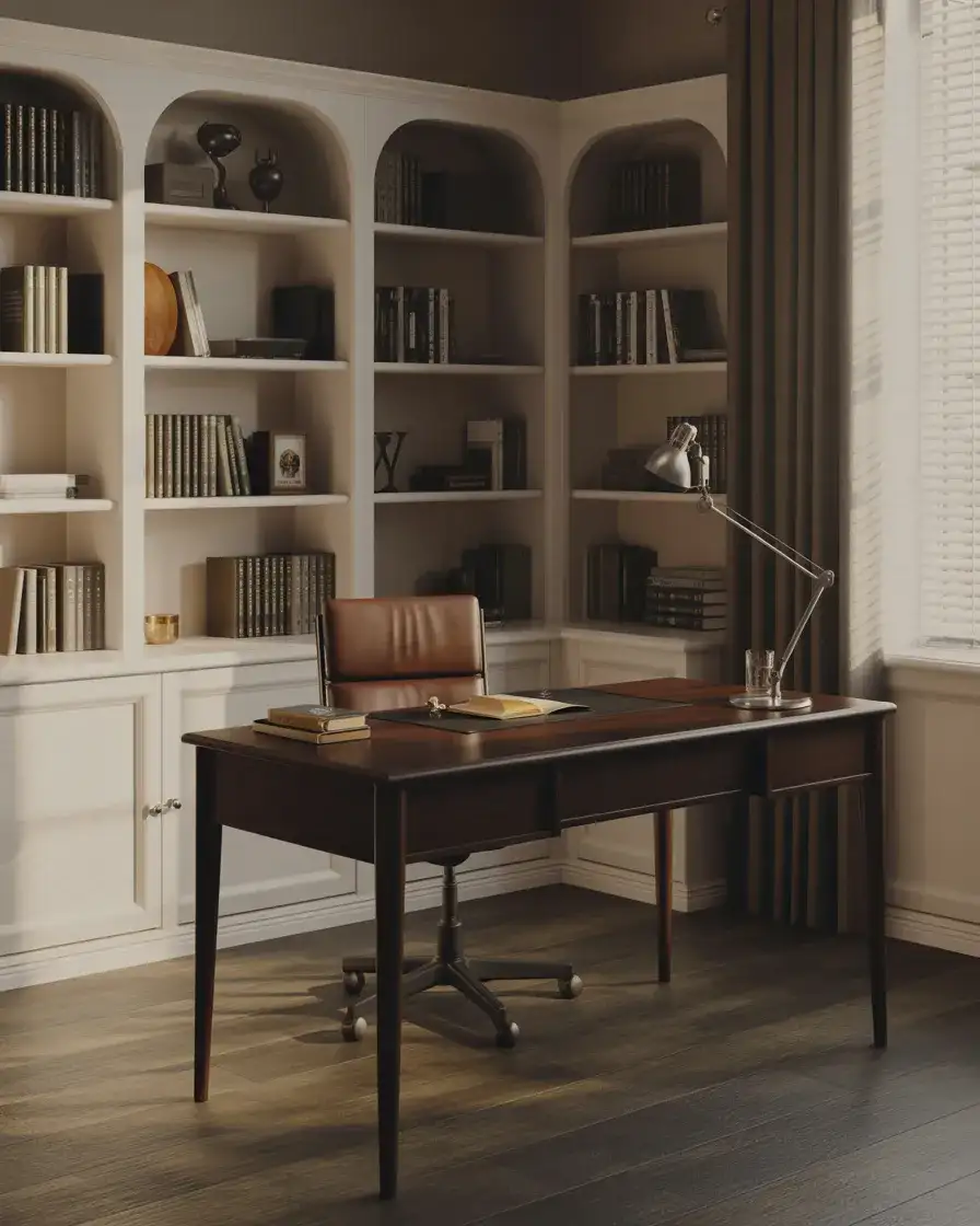 Library Wall Behind a Desk 2