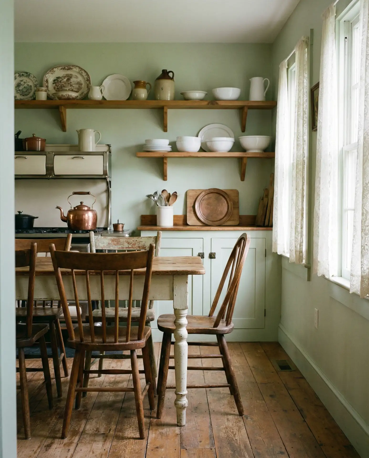 Light Green and Wood Kitchen with Vintage Touches 1