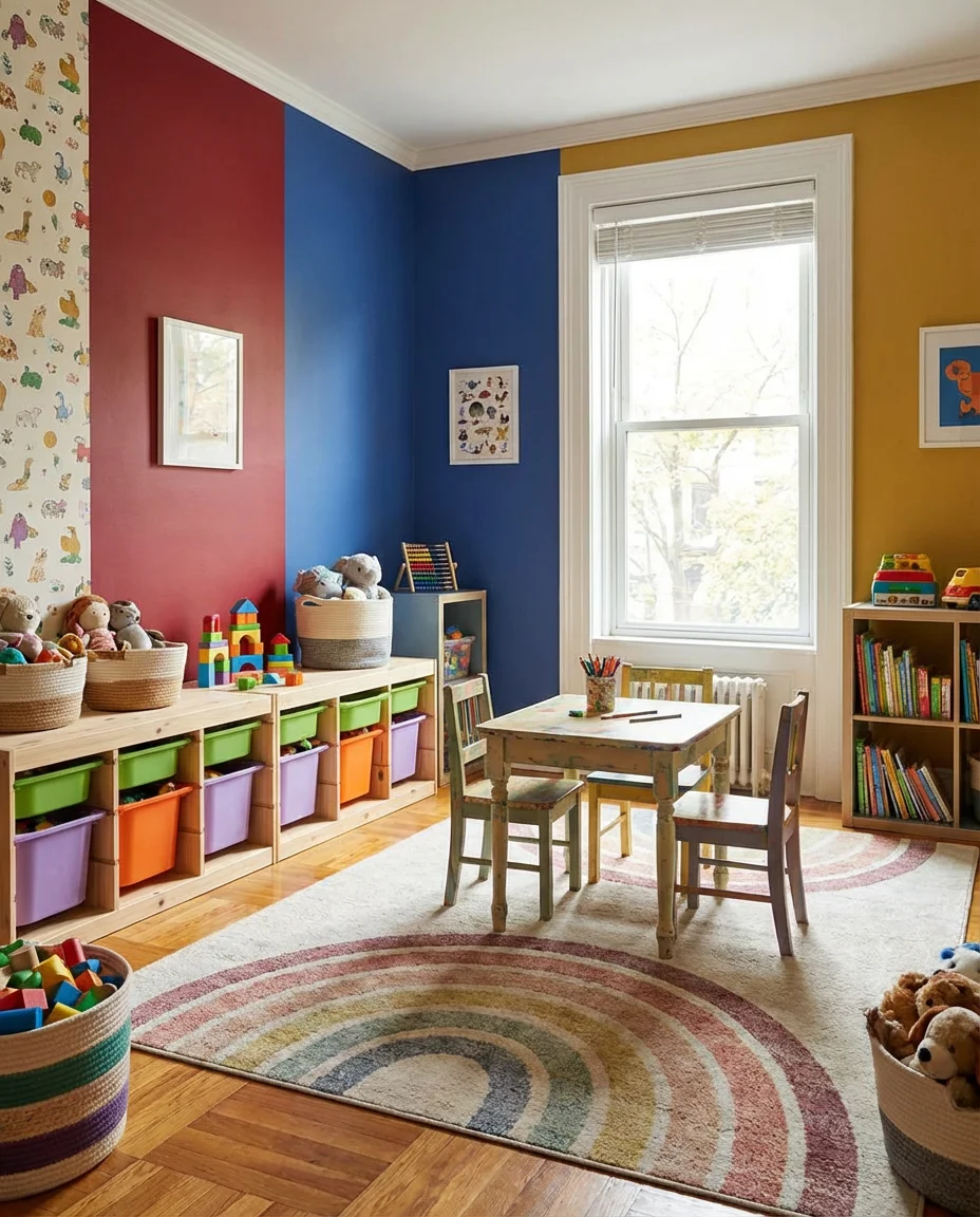 Maximalist Colorful Playroom for Young Kids 1