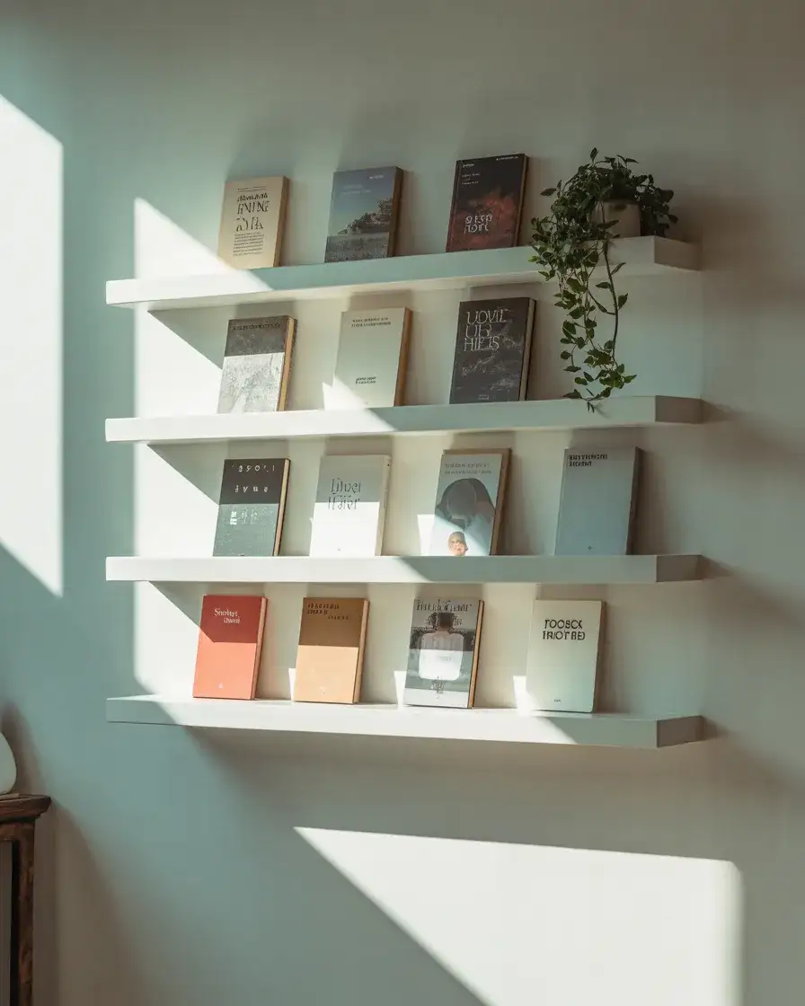 Minimalist Wall-Mounted Book Ledges 2