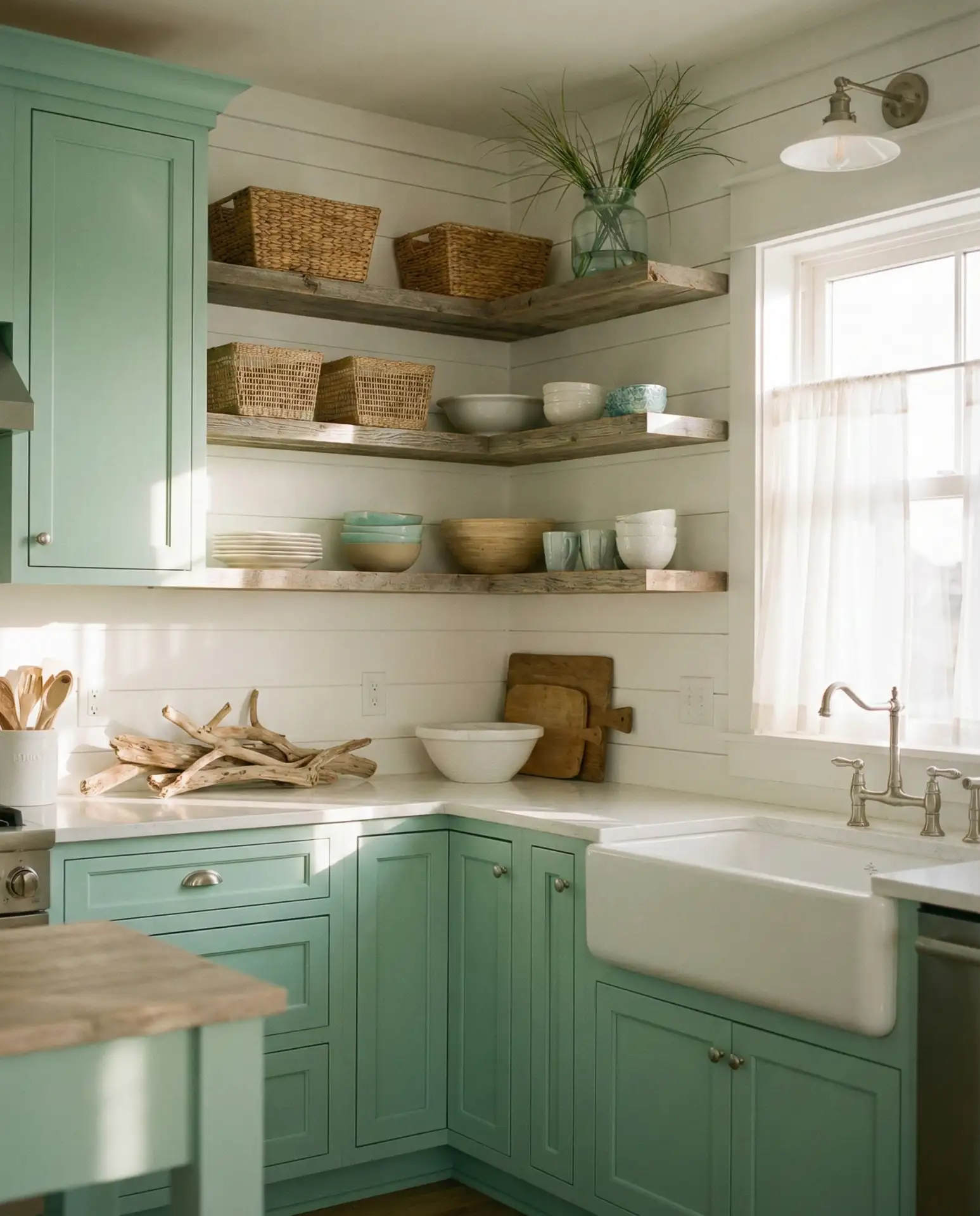 Mint Green Kitchen with Coastal Vibes 1